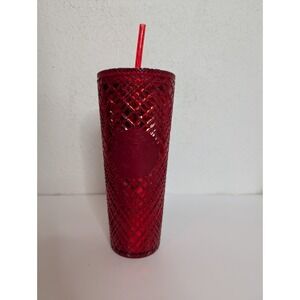 Starbucks Winter Holiday 2021 Jeweled Red Siren Tumbler Cold Cup 24oz Venti‎